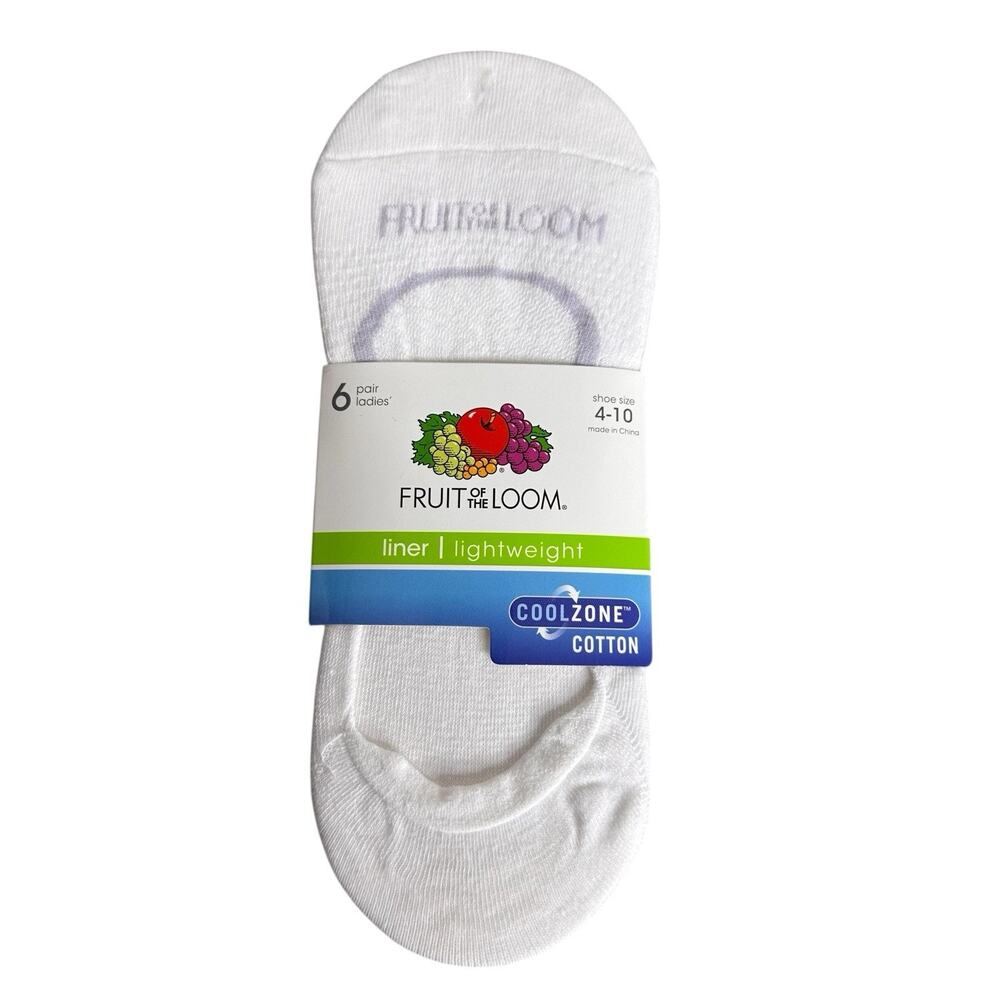 Fruit of the Loom Women's Cool Zone No Show Liners Socks Size 4-10 New 6 Pair